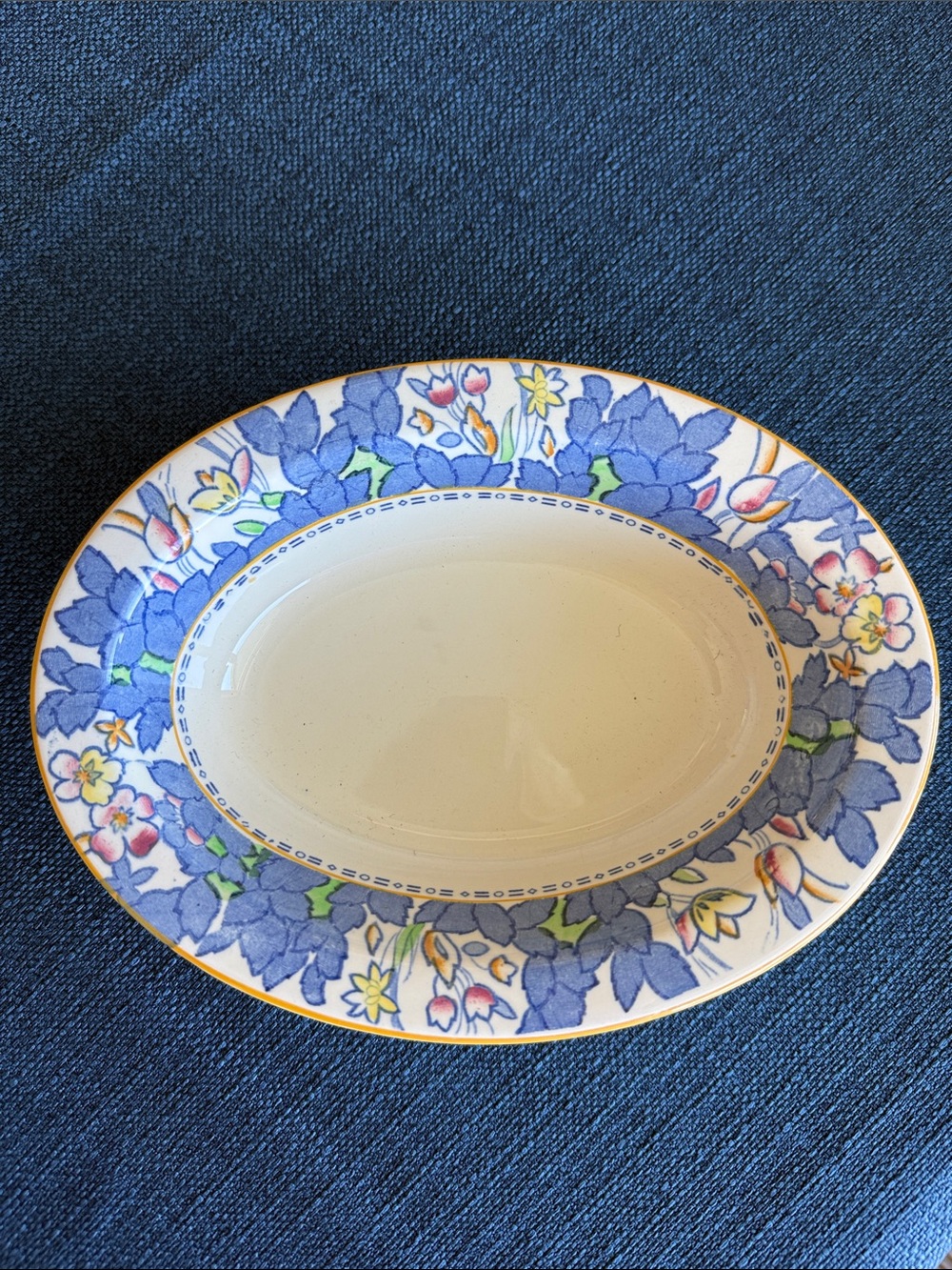 Vintage Art Nouveau Floral Serving Bowl - Forest Flowers Wood & Sons England